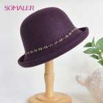 SOMALER Winter Lady Fedoras Villane M&uuml;ts Naiste Villane Kuppelm&uuml;ts Originaalse disainiga S&uuml;gisene Cloche M&uuml;tsid Elegantsed bankett Fedora K&uuml;barad Villased &auml;mbrik&uuml;barad