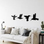 Mesilinnud &ndash; koolibri metallikunst, metallist seinakunst, metalllindude sisekujundus, metallist seinakaunistus, kodu elutoa sisustus, seinavaibad, linnukari Set Of 4 must