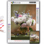 5D DIY lilledega potis istutatud ristpistes kivikivid Teemantjoonistus Tikand Mosaiik Kodukaunistus Full Round 20X30CM