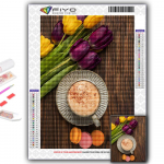 5D DIY Teemantmaali Tulbid ja Kohvi Ristpistes Teemanttikandid Mosaiik Home Deco Full Round 20X30CM