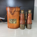 Home Decour Antique Nautical messingist binokkel nahkkattega Vintage k&auml;sitsi valmistatud