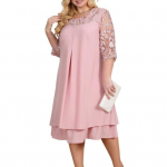 Pidulik kleit Elegent Beauty Daami Kleit Tikand Suures Suuruses Midi Kleit Avara &uuml;mara kaelaga lilleline v&otilde;rkl&otilde;ng 4XL