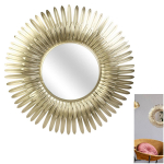 Les Tr&eacute;sors De Lily [R2360] - kuldne 'Soleil' metallist peegel - 53 cm (suled) kuld