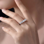 3 ,6 kate D v&auml;rvi moissanite s&otilde;rmused naistele pulmajuveel Gra 925 naelsterlingiga kaetud 18k valge kullaga Eternity 6
