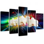 Viieosalise pildiga l&otilde;uenditr&uuml;kk Orchid Flower Blue 100x70 mitmev&auml;rviline
