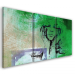 Kolmeosalise pildiga l&otilde;uenditr&uuml;kk Woman Abstraction Green 60x40 roheline