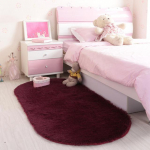 Ovaalne plush vaip Pehme vaip Lastevoodi Pehme sametine &uuml;hev&auml;rviline paks p&otilde;randamatt elutoa magamistoa sisekujunduseks 100x160cm veini