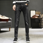 Spring Stretch Teksad Meeste Slim Fit V&auml;ikeste Jalgade Meeste P&uuml;ksid Mood Must Sirge Tube Meeste P&uuml;ksid Mood Kevad Stiil 28