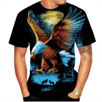 Mood Summer Eagle And Flame Phoenix Animal 3D tr&uuml;kitud T-s&auml;rk meeste T-s&auml;rgile Kaelusega l&uuml;hikeste varrukatega T-s&auml;rk Top Hot 6XL