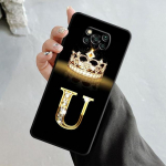 Telefoni&uuml;mbris Xiaomi Poco X3 Nfc X4pro M3 C40 jaoks Mi 12 11 10 10t 8 Note10 Lite 11ultra 11t Pro F1 Gold Diamond Crown Letter jaoks For Mi 10 Lite 5G