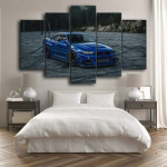 Ilma raamita 5 t&uuml;kki Skyline Blue Modified Car Modular Print Seinakunst L&otilde;uend Plakatid Pildid Pildid Maalid Elutoa sisekujundus 20x35cm*2 20x45cm*2 20x55cm*1