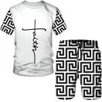 Hingav l&uuml;hike spordidress Meeste T-s&auml;rk, &uuml;likond Meeste komplektid 2-osalised varustuskomplektid Suvine rand 3D-printimine Meeste riided S