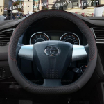 for Toyota AE10 AE20 2003~2017 DERMAY Car Steering Wheel Cover PU Leather Auto Accessories interior Fast D shape Black black