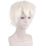 30 cm valge l&uuml;hike parukas Anime Toaru Majutsu Index Accelerator Cosplay Kost&uuml;&uuml;m Kuumakindlad S&uuml;nteetilised Juuksed Meeste Cosplay Parukad One Size elevandiluuvalge