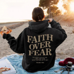 Faith Over Fear Christian Hoodie Christian dressipluus Jeesus Trendikas kapuuts Piiblisalmi s&auml;rk Unisex Esteetilised r&otilde;ivad S