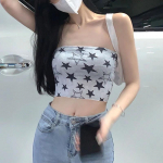 Esteetilised retro t&auml;navar&otilde;ivad Harajuku gooti varrukateta s&auml;rk Y2K moet&auml;htede armas beebi T-s&auml;rk suvine E-t&uuml;druku Crop Top Slim EMO L hall v&auml;rv