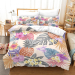 3D &uuml;he-/kaheinimesevoodiga ananassiga tr&uuml;kitud voodipesukomplekt, puuviljasulgede tekikott 2/3 tk AU140 * 210 t&auml;issuuruses mikrokiust pehme kodutekstiil Baby 100x135cm