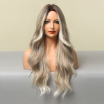 Ombre blond parukas, pikk laineline parukas naistele keskmise osa lainelised parukad 1pcs
