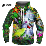 Uus naljakas v&auml;rviline Parrot Cool Birds 3D prindiga kapuuts/sviiter Unisex hipsteri pikkade varrukatega pulloverid kapuutsiga topid M