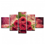 5 paneeli punase roosi plakatid HD kaasaegne maal Tr&uuml;kitud dekoratsioonipildid L&otilde;uend Sein Modulaarne Kunstiga Koduraam Elutoa sisekujundus Ilma raamita 20x35cm*2 20x45cm*2 20x55cm*1