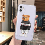 Armas Fashion Bear silikoonist telefoni&uuml;mbris iPhone'ile 12 11 13 Pro Max 12Mini 7 8 Plus X XR XSMAX Luxury Brand Clear Soft Cove iPhone XS MAX