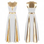 Naiste varrukateta l&uuml;&uuml;riline tantsukleit, v&auml;rviline plokk, kiriku jumalateenistuse tantsukleit, balletitantsu riietus, esinemiskost&uuml;&uuml;m XL valge