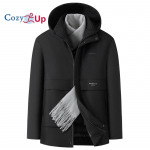 Cozy Up meeste paksendatud sulejope talvesoojend L must