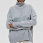 2023. aasta moodne kilpkaelusega kootud kampsun, talv, pikkade varrukatega, naiste lahtised kudumid Topid, soe, vintage, elegantne džemper 29023 S orion i v&auml;rv