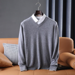 Meeste kampsun, 100% villane talv trikotaaž Pullover S&uuml;giskampsun Meeste Ka&scaron;miirkampsunid Kootud pikkade varrukatega top XL hall