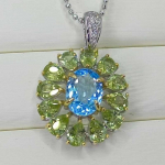 SACE GEMS ripats naistele 925 Sterling h&otilde;be naturaalne &Scaron;veitsi sinine topaas Peridoot ripats kaelakee peened ehted kingitused sinine