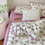 Small fresh pastoral style cotton four-piece bed sheet set for mother and baby sleeping naked floral cotton three-piece quilt cover 1.2m bed sheet 3pcs