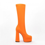 Patent Pu-nahast naiste p&otilde;lvega k&otilde;rged saapad, platvorm Super Square, k&otilde;rge kontsaga naiste mootorrattasaapad, t&otilde;mblukk, &uuml;mmargune nina, naiste saapad 39 44