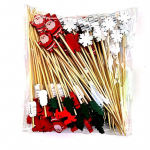 100 TK j&otilde;ulupuuviljakahvliga toidukvaliteediga plastikust minimultika lastele kooki puuvilja hambaork Bento l&otilde;unas&ouml;&ouml;k Bento peokaunistus Mixed packing