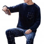 Magamisriietus, avar magamisriided, termopaks, soe flanellist pidžaamakomplektid meeste riided 2XL sinine