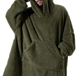 Naised Mehed Suur kapuutsiga kampsun Fliisist kapuutsiga tekk Mugav pullover tekk koduriided One Size armee roheline v&auml;rv