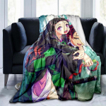 Demon Slayer Tekid Flanell Tekid Anime Tekk Mat Pehme Vooditekk Ranna Soe Reisikate lastele Voodipesu Diivanitekk 150x200cm