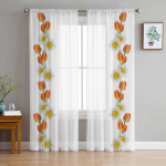 Tulip Daisy Flower t&uuml;llkardin elutuppa Sheer Valance kardin k&ouml;&ouml;gi magamistoa aknakatted 135W x 114H(cm)