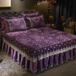 AI WINSURE tikandid pitsist sametist voodikate Ruffle Queen topelt reljeefne tepitud voodikate King voodiseeliku komplekt pehme soe 3tk 120x200cm 47x79inch gray