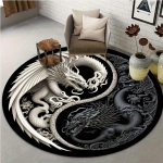 1 tk Gooti draakoni mustriga &uuml;mmarguse ala vaip siseruumides libisemiskindel pestav vaip, magamistuppa elutuppa mittevalguv matt Kontori masinaga pestav 60X60cm