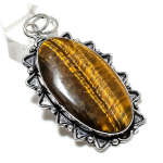 Natural Tiger Eye Gemstone Handmade 925 Sterling Silver Pendant 2.80 k2t89