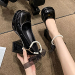 Lolita kingad Jaapani t&uuml;drukute platvorm, mustad k&otilde;rged kontsad, mood &uuml;mmargune varvas Mary Jane naiste patenteeritud kunstnahast &uuml;li&otilde;pilaste Cosplay kingad 36 must