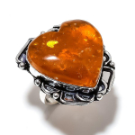 Natural Baltic Amber Gemstone Handmade 925 Sterling Silver Ring Size 9 t8s14