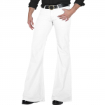 Meeste retro-disco laienevad p&uuml;ksid, lahtised venivad vintage-p&uuml;ksid, sobivad laienevad mugavad retro-stretch-Twill-meeste p&uuml;ksid S valge
