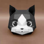 3D vormipea mask Loomade paberist Kaardipeakatted Halloweeni Cosplay Rekvisiidid Peom&auml;ng Rollim&auml;ng Kleit Ise ise teha Grey Cute Cat