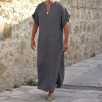 R&uuml;&uuml;d Thobe Pure Color Jubba hommikumantlid moslemi kaftani mehed araabia ida islami pikk r&uuml;&uuml; Keskmine XL