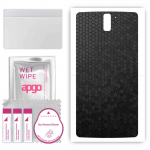 apgo Protective Skin Sticker for the back compatible with OnePlus One A0001, Wrap Film, Foil, Vinyl - Pattern Black Honeycomb
