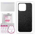 apgo Protective Skin Sticker for the back compatible with Apple iPhone 13 Pro, Wrap Film, Foil, Vinyl - Pattern Black Honeycomb