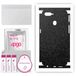 apgo Protective Skin Sticker for the back+sides compatible with Oppo F9 (F9 Pro), Full Wrap Film, Foil, Vinyl - Pattern Black Honeycomb