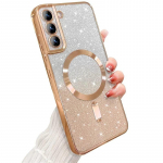 Glitter Bright kate Samsung Galaxy S24 S23 S22 S21 S20 Ultra Plus FE Case Note20 Ultra Plating Wireless MagSafe Magnetic jaoks For Galaxy S22 kuld