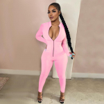 Treening Active Wear &uuml;hev&auml;rvilised p&uuml;ksid Naiste Jumpsuit Sportlik pikkade varrukatega Fitness Clubwear T&otilde;mblukuga Peokombinesoonid Bodycon XS